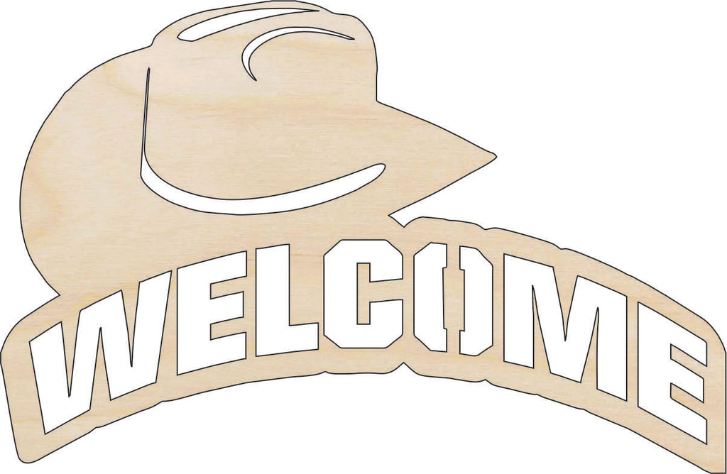 Sign Welcome Cowboy - Laser Cut Out Unfinished Wood Craft Shape SGN55