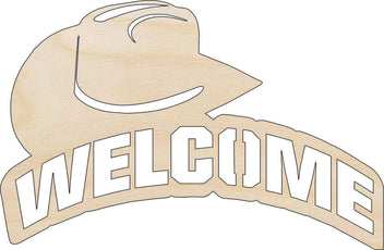 Sign Welcome Cowboy - Laser Cut Out Unfinished Wood Craft Shape SGN55 Sign Welcome Cowboy - Laser Cut Out Unfinished Wood Craft Shape SGN55