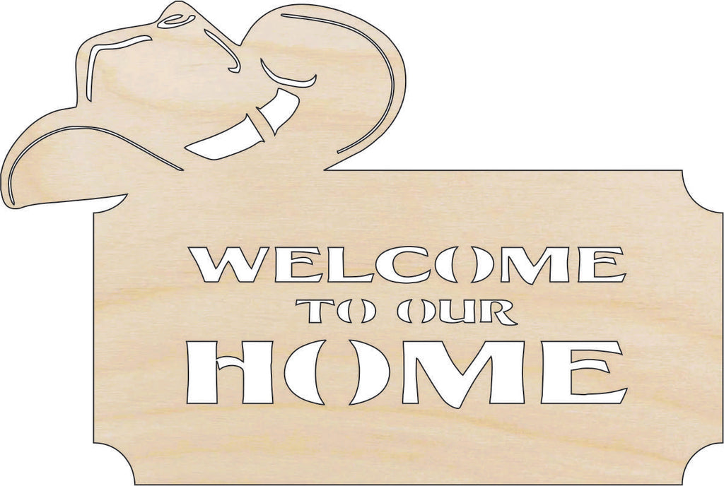 Sign Welcome Cowboy - Laser Cut Out Unfinished Wood Craft Shape SGN65
