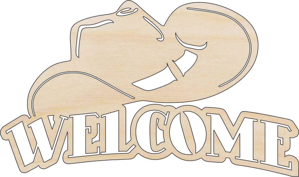 Sign Welcome Cowboy - Laser Cut Out Unfinished Wood Craft Shape SGN67