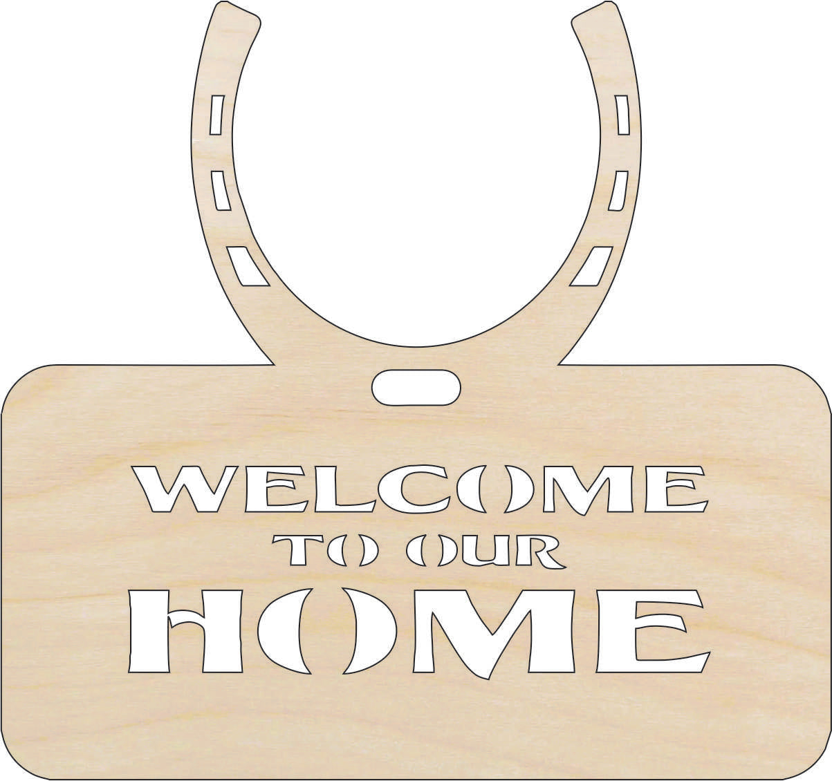 Sign Welcome Horseshoe - Laser Cut Out Unfinished Wood Craft Shape SGN69