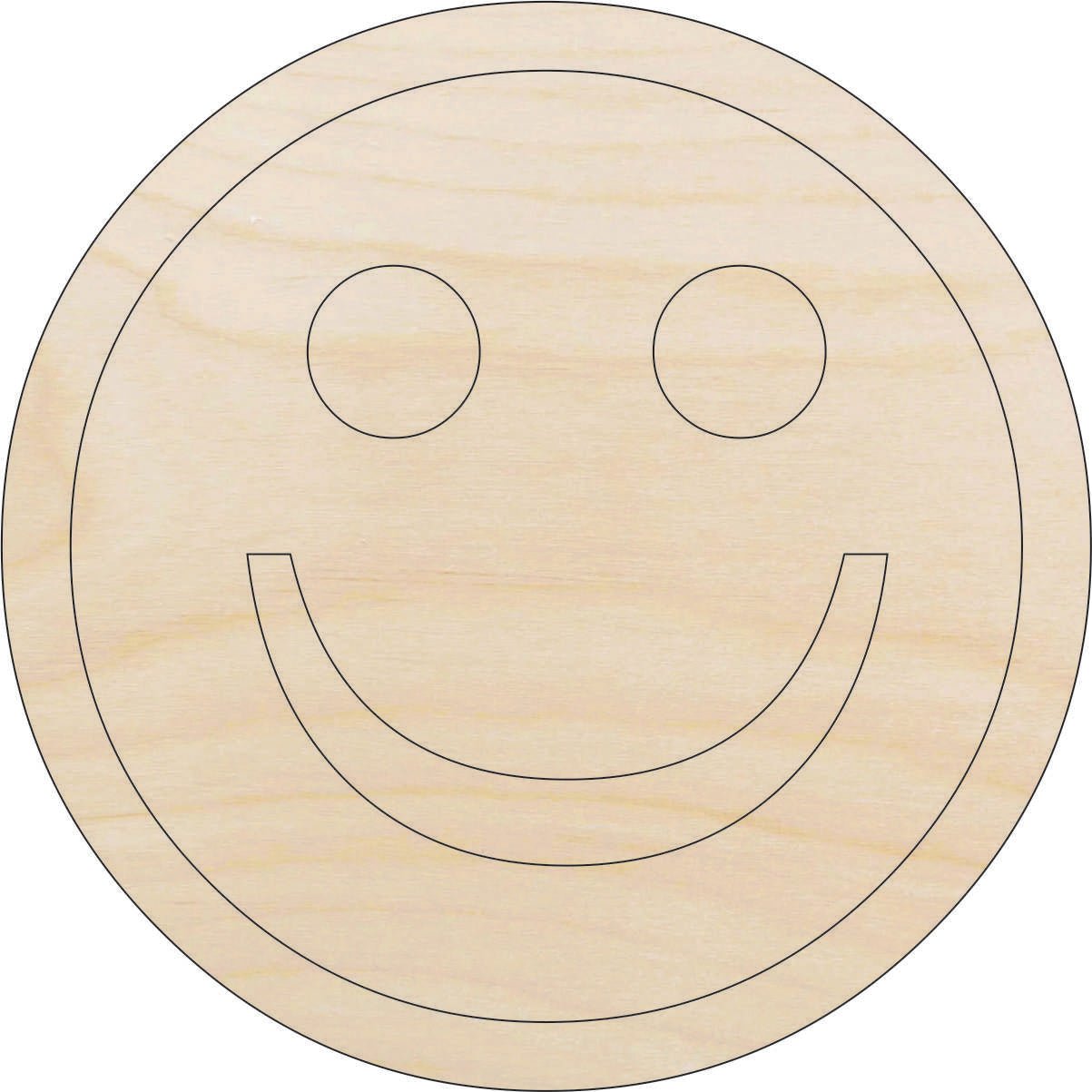 Happy Face Wood Craft Shape - Laser Cut Baltic Birch Unfinished DIY Wood Art Supplies SGN6 - The Wood Shape Store