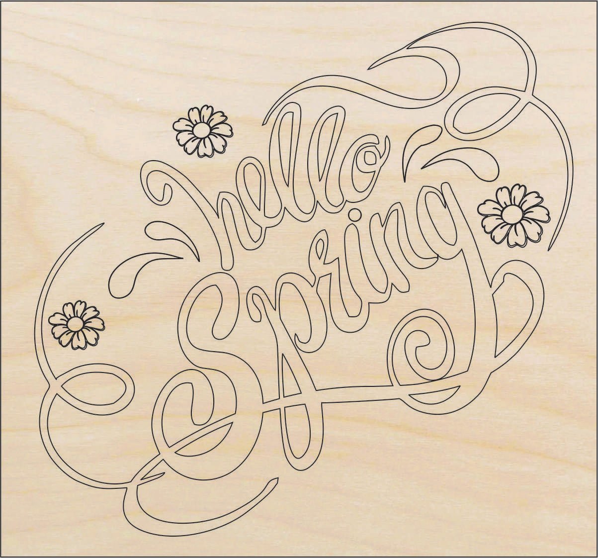 Hello Spring Wood Craft Shape - Laser Cut Baltic Birch Unfinished DIY Wood Art Supplies SGN77 - The Wood Shape Store