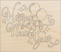 New Year Wood Craft Shape - Laser Cut Baltic Birch Unfinished DIY Wood Art Supplies SGN96 - The Wood Shape Store