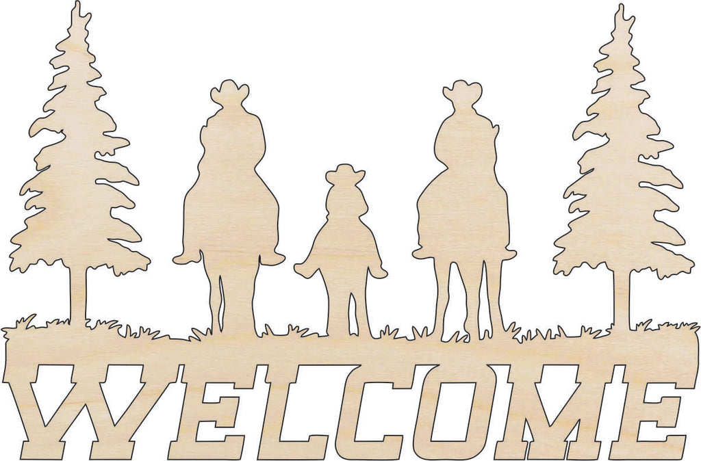 Sign Welcome Cowboy - Laser Cut Out Unfinished Wood Craft Shape SGN97