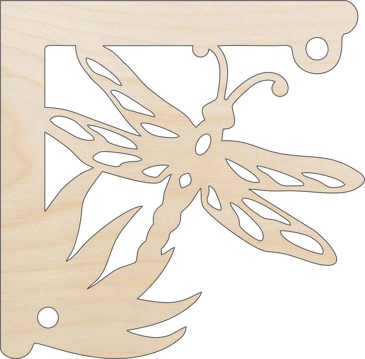 Dragonfly Shelf Bracket Wood Craft Shape - Laser Cut BUnfinished Art Supplies SHLF10 - The Wood Shape Store