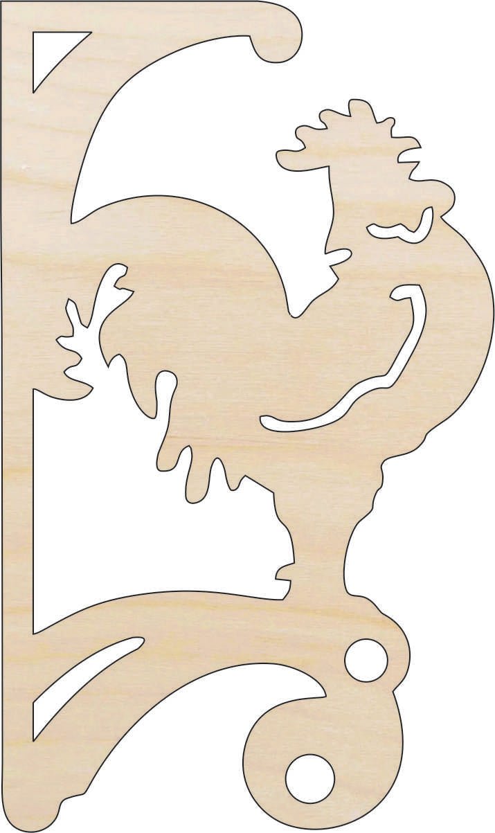 Rooster Shelf Bracket Wood Craft Shape - Laser Cut Baltic Birch Unfinished Art Supplies SHLF13 - The Wood Shape Store