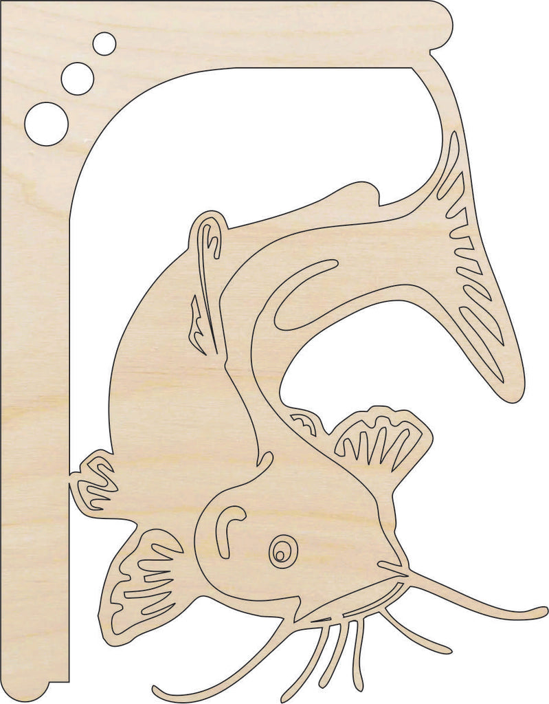 Shelf Bracket Catfish - Laser Cut Out Unfinished Wood Craft Shape SHLF15