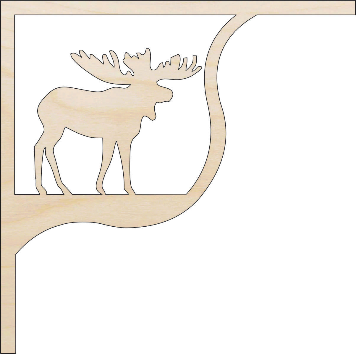 Shelf Bracket Moose - Laser Cut Out Unfinished Wood Craft Shape SHLF1 Shelf Bracket Moose - Laser Cut Out Unfinished Wood Craft Shape SHLF1