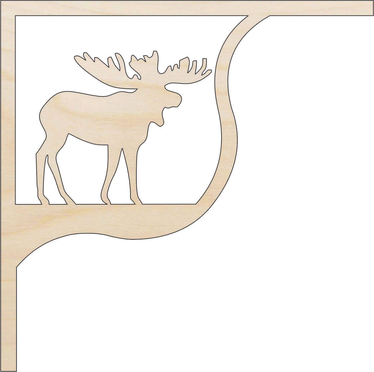 Moose Shelf Bracket Wood Craft Shape - Laser Cut Baltic Birch Unfinished Art Supplies SHLF1 - The Wood Shape Store