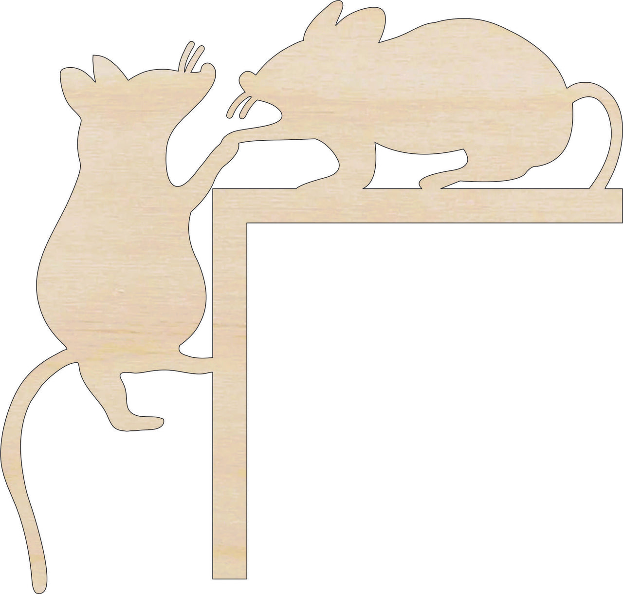 Shelf Sitter Mice Wood Craft Shape - Laser Cut Baltic Birch Unfinished Art Supplies SHLF21 - The Wood Shape Store