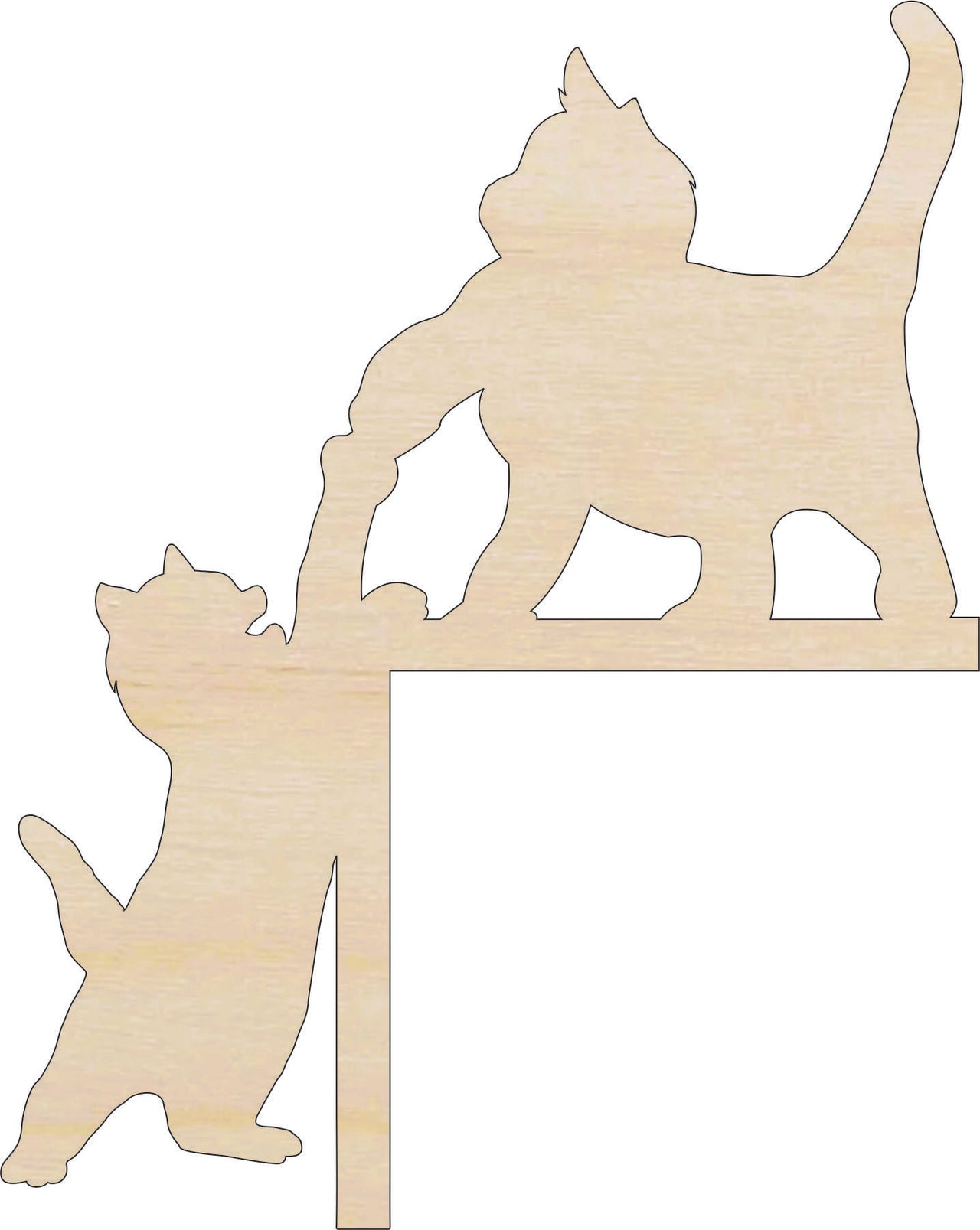 Cat Shelf Sitter Wood Craft Shape - Laser Cut Baltic Birch Unfinished Art Supplies SHLF24 - The Wood Shape Store