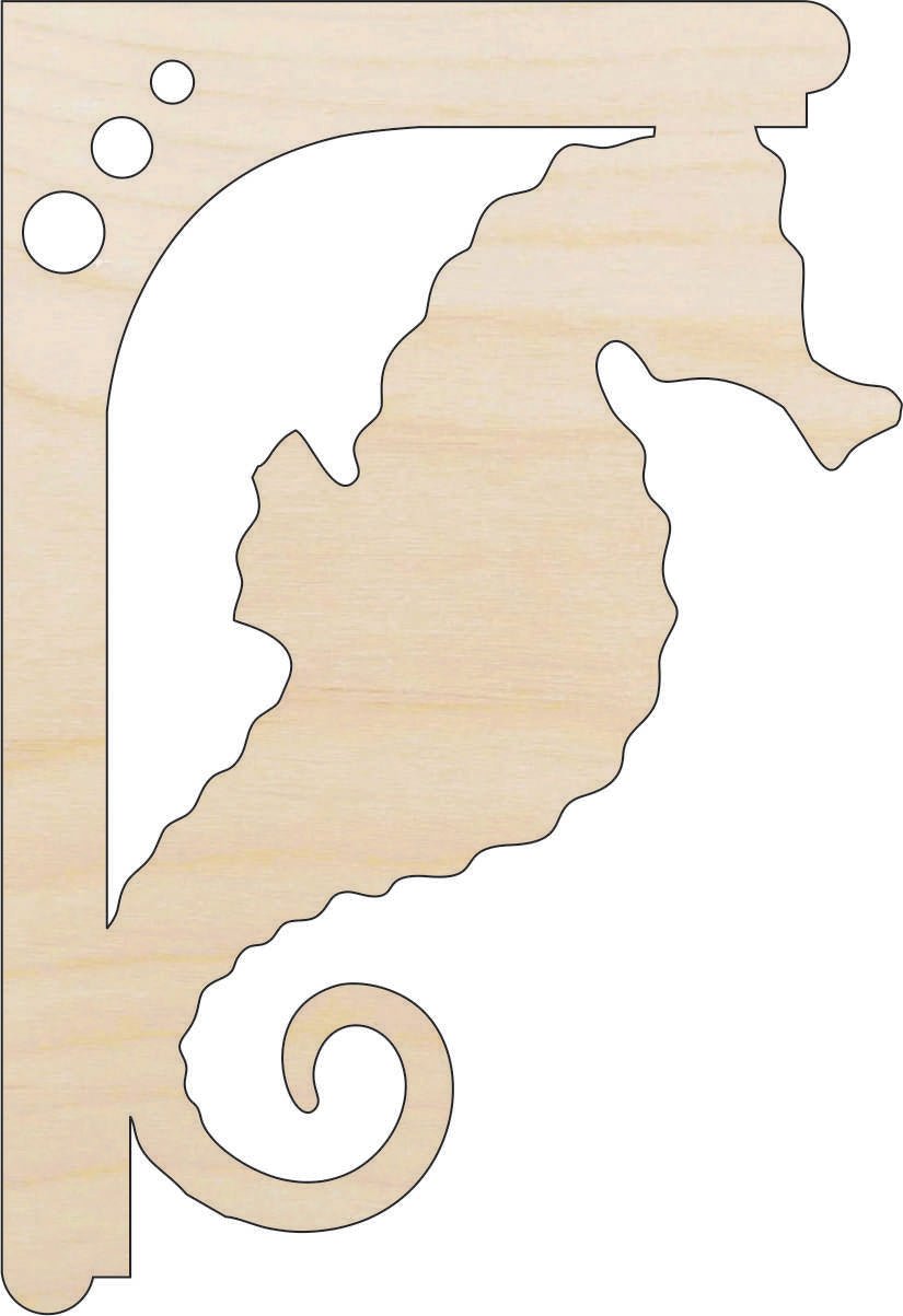 Seahorse Shelf Bracket Wood Craft Shape - Laser Cut Baltic Birch Unfinished Art Supplies SHLF5 - The Wood Shape Store