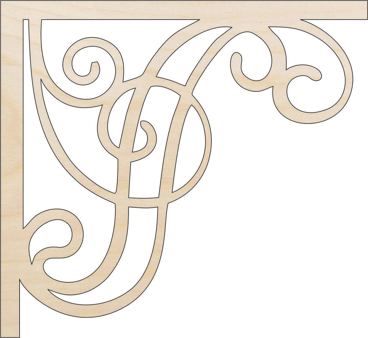 Shelf Bracket - Laser Cut Out Unfinished Wood Craft Shape SHLF8 Shelf Bracket - Laser Cut Out Unfinished Wood Craft Shape SHLF8