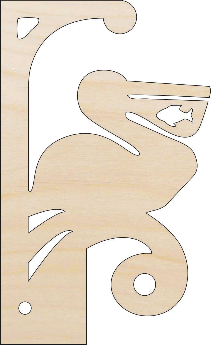 Pelican Shelf Bracket Wood Craft Shape - Laser Cut Baltic Birch Unfinished Art Supplies SHLF9 - The Wood Shape Store