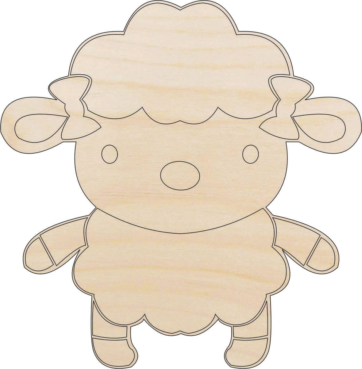 Sheep Wood Craft Shape - Laser Cut Baltic Birch Unfinished DIY Wood Art Supplies SHP19 - The Wood Shape Store
