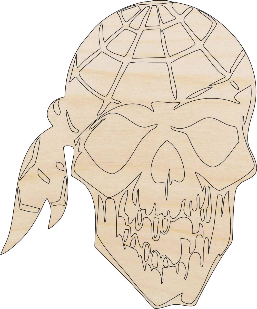 Pirate Skull Wood Craft Shape - Laser Cut Baltic Birch Unfinished DIY Wood Art Supplies SKL14 - The Wood Shape Store