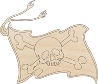 Pirate Flag Wood Craft Shape - Laser Cut Baltic Birch Unfinished DIY Wood Art Supplies SKL15 - The Wood Shape Store