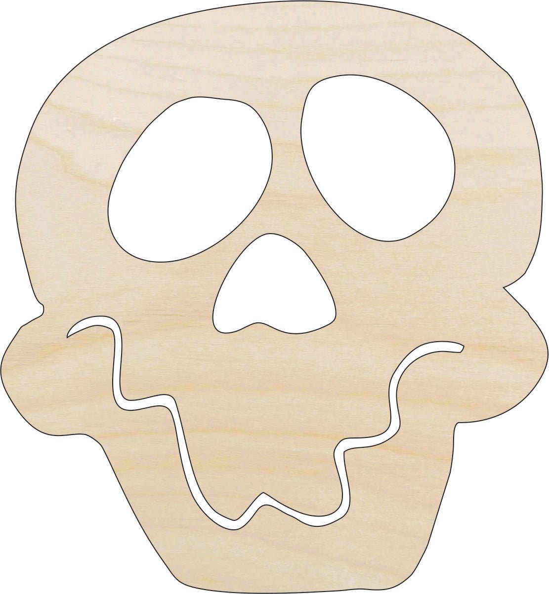 Happy Skull Wood Craft Shape - Laser Cut Baltic Birch Unfinished DIY Wood Art Supplies SKL28 - The Wood Shape Store