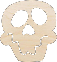 Happy Skull Wood Craft Shape - Laser Cut Baltic Birch Unfinished DIY Wood Art Supplies SKL28 - The Wood Shape Store