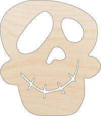Happy Skull Wood Craft Shape - Laser Cut Baltic Birch Unfinished DIY Wood Art Supplies SKL29 - The Wood Shape Store