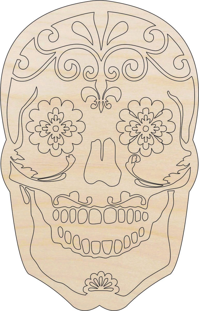 Skull Wood Craft Shape - Laser Cut Baltic Birch Unfinished DIY Wood Art Supplies SKL6 - The Wood Shape Store