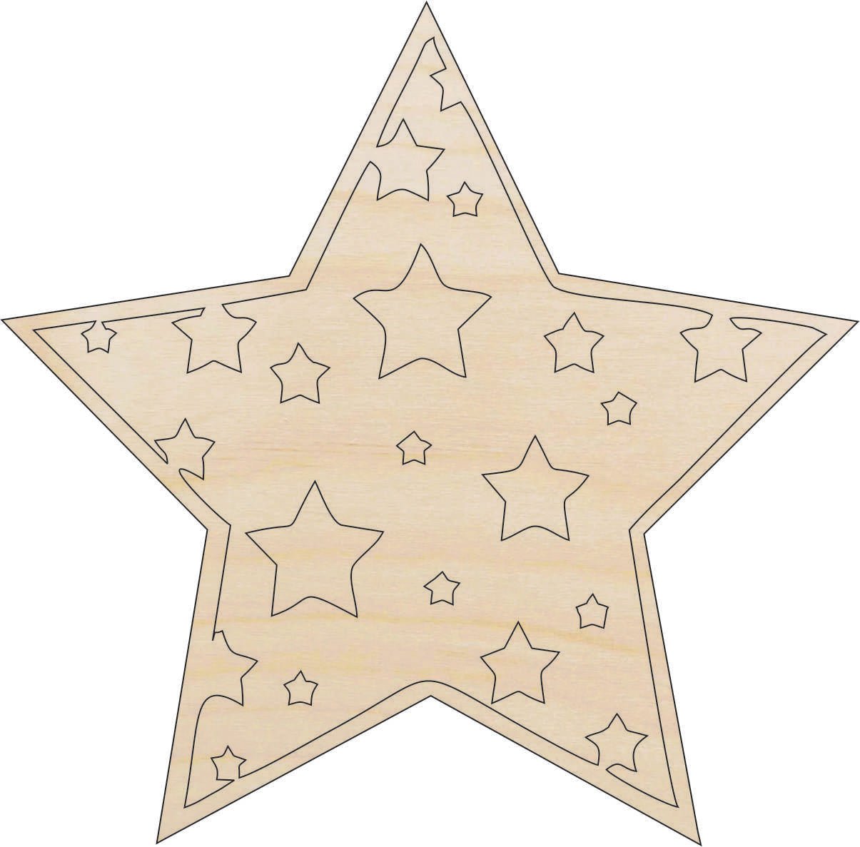 Star Wood Craft Shape - Laser Cut Baltic Birch Unfinished DIY Wood Art Supplies SKY10 - The Wood Shape Store