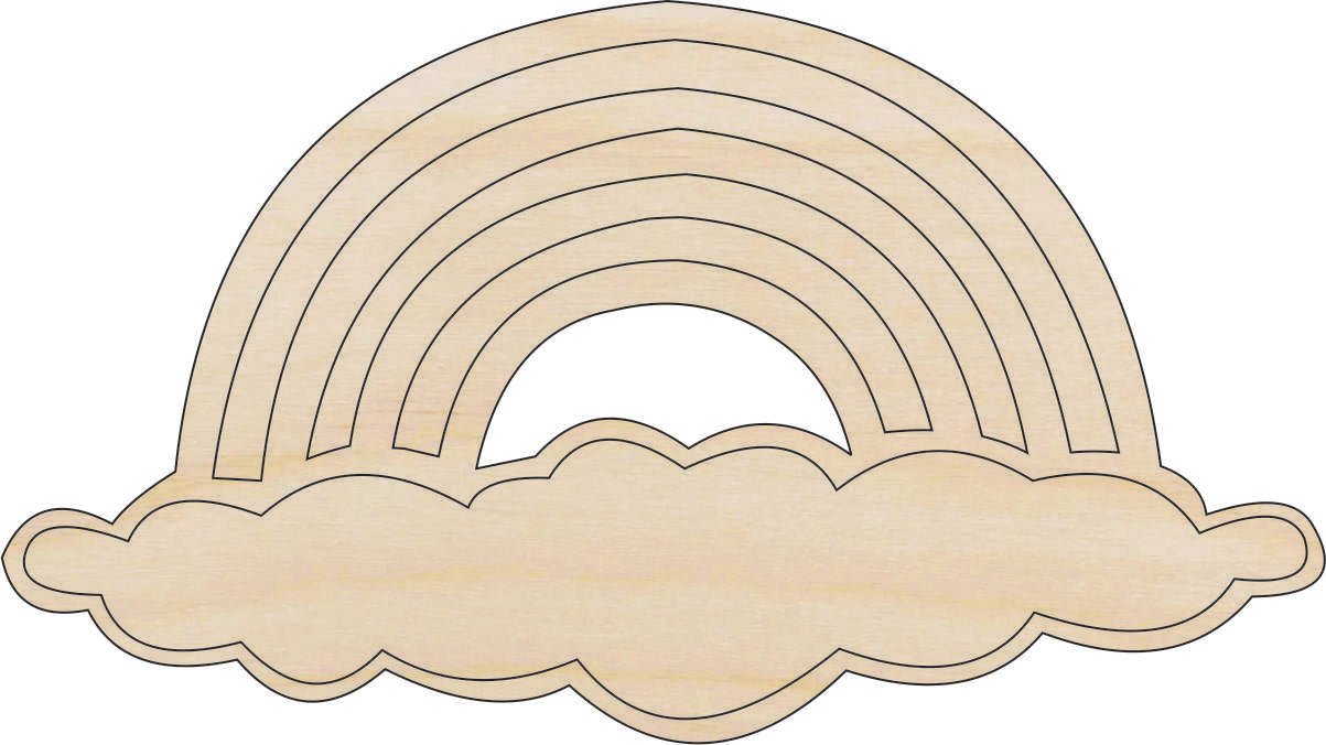 Rainbow Wood Craft Shape - Laser Cut Baltic Birch Unfinished DIY Wood Art Supplies SKY1 - The Wood Shape Store