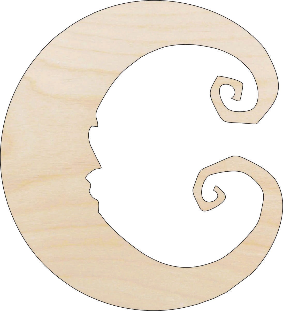 Moon Wood Craft Shape - Laser Cut Baltic Birch Unfinished DIY Wood Art Supplies SKY47 - The Wood Shape Store