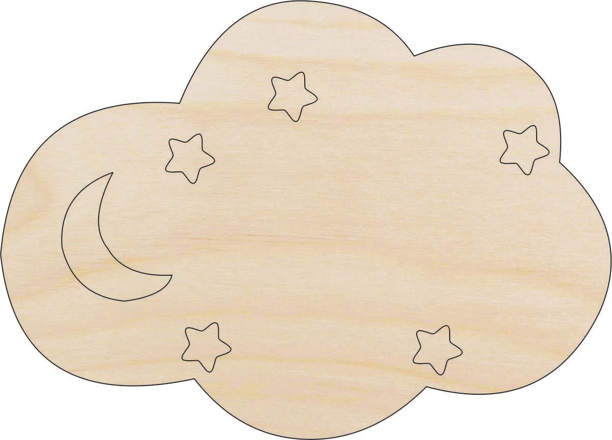 Cloud Wood Craft Shape - Laser Cut Baltic Birch Unfinished DIY Wood Art Supplies SKY71 - The Wood Shape Store