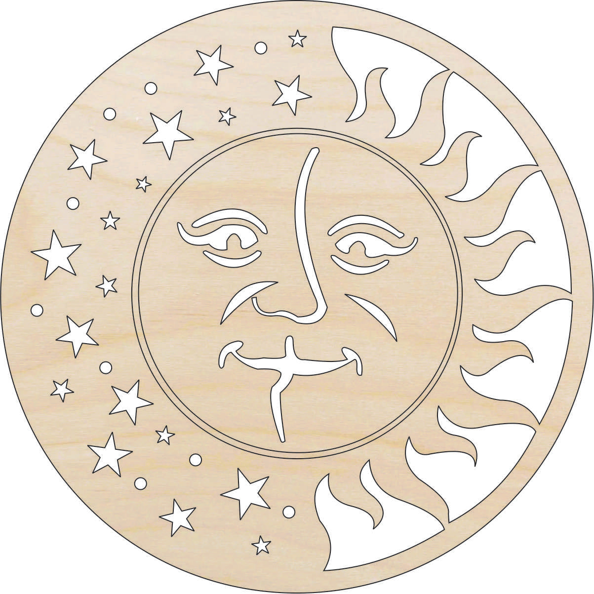 Sun & Moon - Laser Cut Out Unfinished Wood Craft Shape SKY9 Sun & Moon - Laser Cut Out Unfinished Wood Craft Shape SKY9