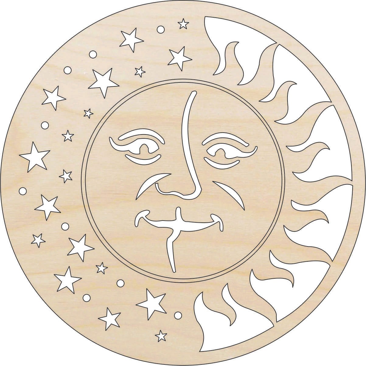 Sun & Moon Wood Craft Shape - Laser Cut Baltic Birch Unfinished DIY Wood Art Supplies SKY9 - The Wood Shape Store