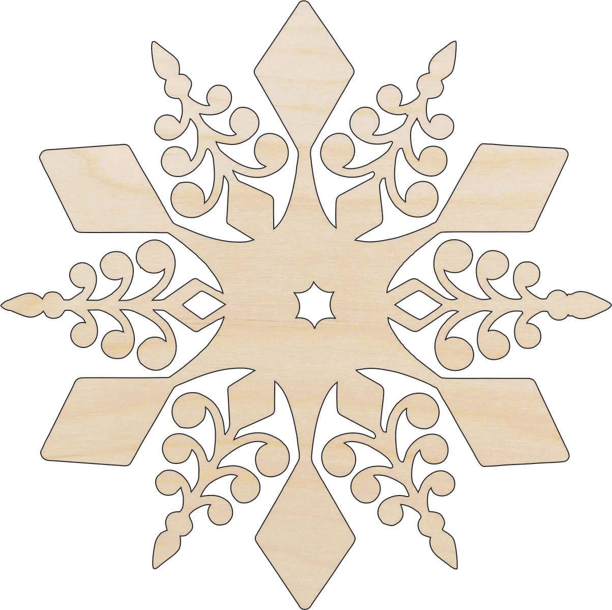 Snowflake Wood Craft Shape - Laser Cut Baltic Birch Unfinished DIY Wood Art Supplies SNW24 - The Wood Shape Store