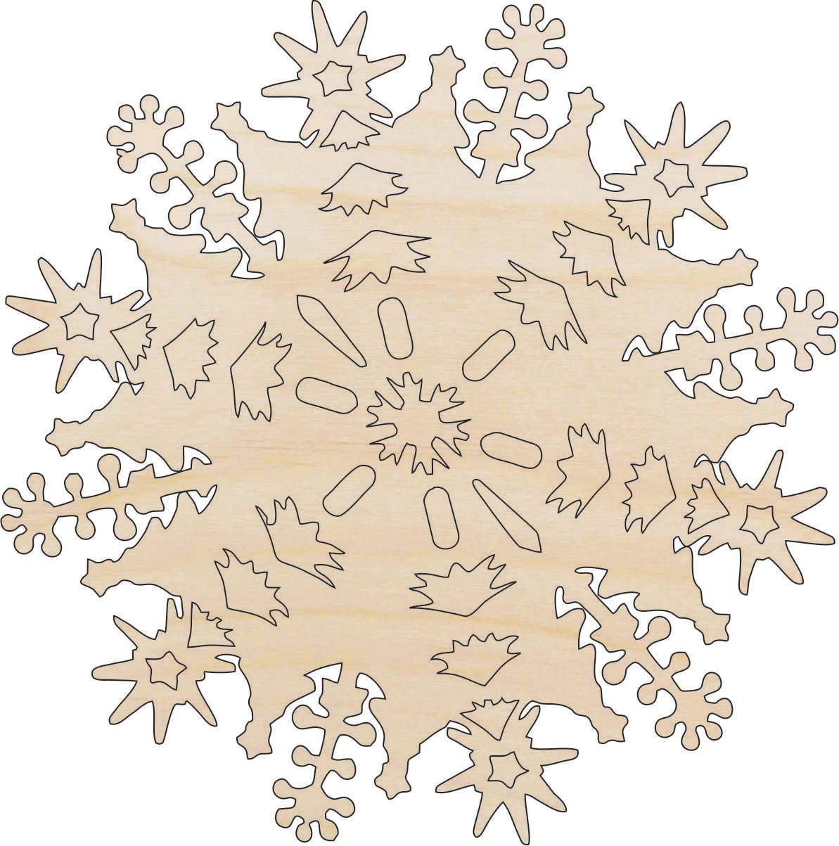 Snowflake Wood Craft Shape - Laser Cut Baltic Birch Unfinished DIY Wood Art Supplies SNW2 - The Wood Shape Store