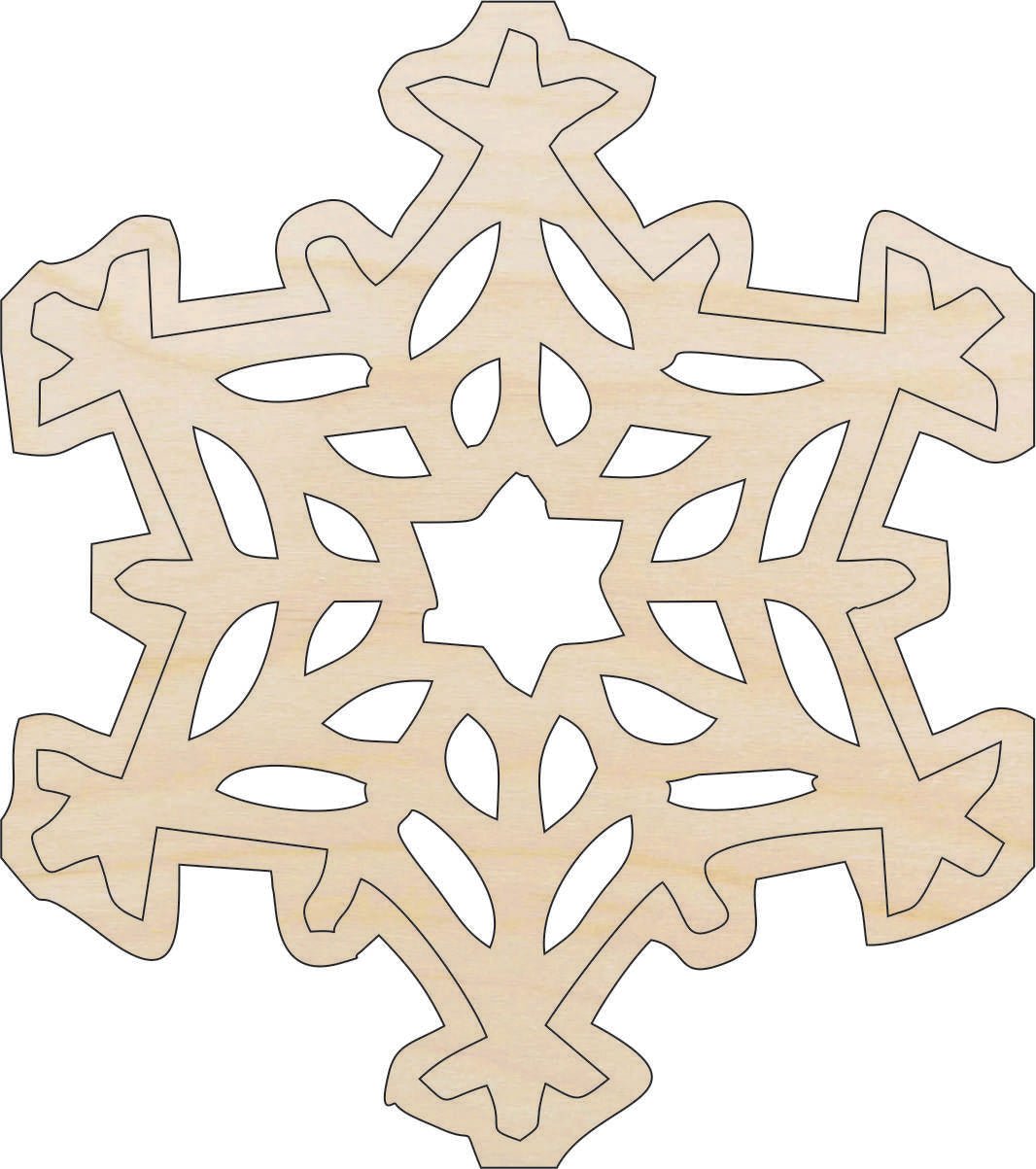 Snowflake Wood Craft Shape - Laser Cut Baltic Birch Unfinished DIY Wood Art Supplies SNW47 - The Wood Shape Store