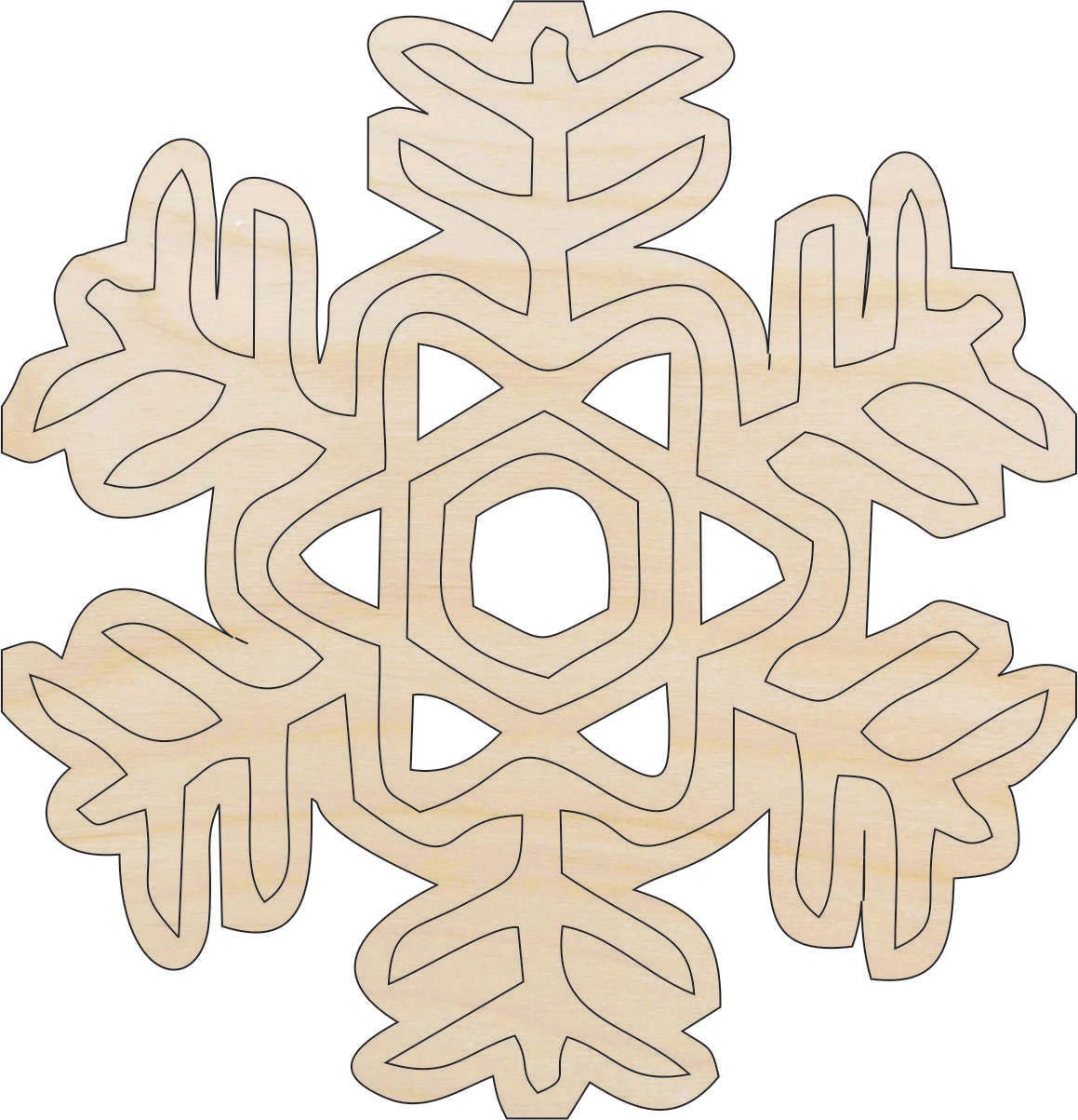 Snowflake Wood Craft Shape - Laser Cut Baltic Birch Unfinished DIY Wood Art Supplies SNW50 - The Wood Shape Store