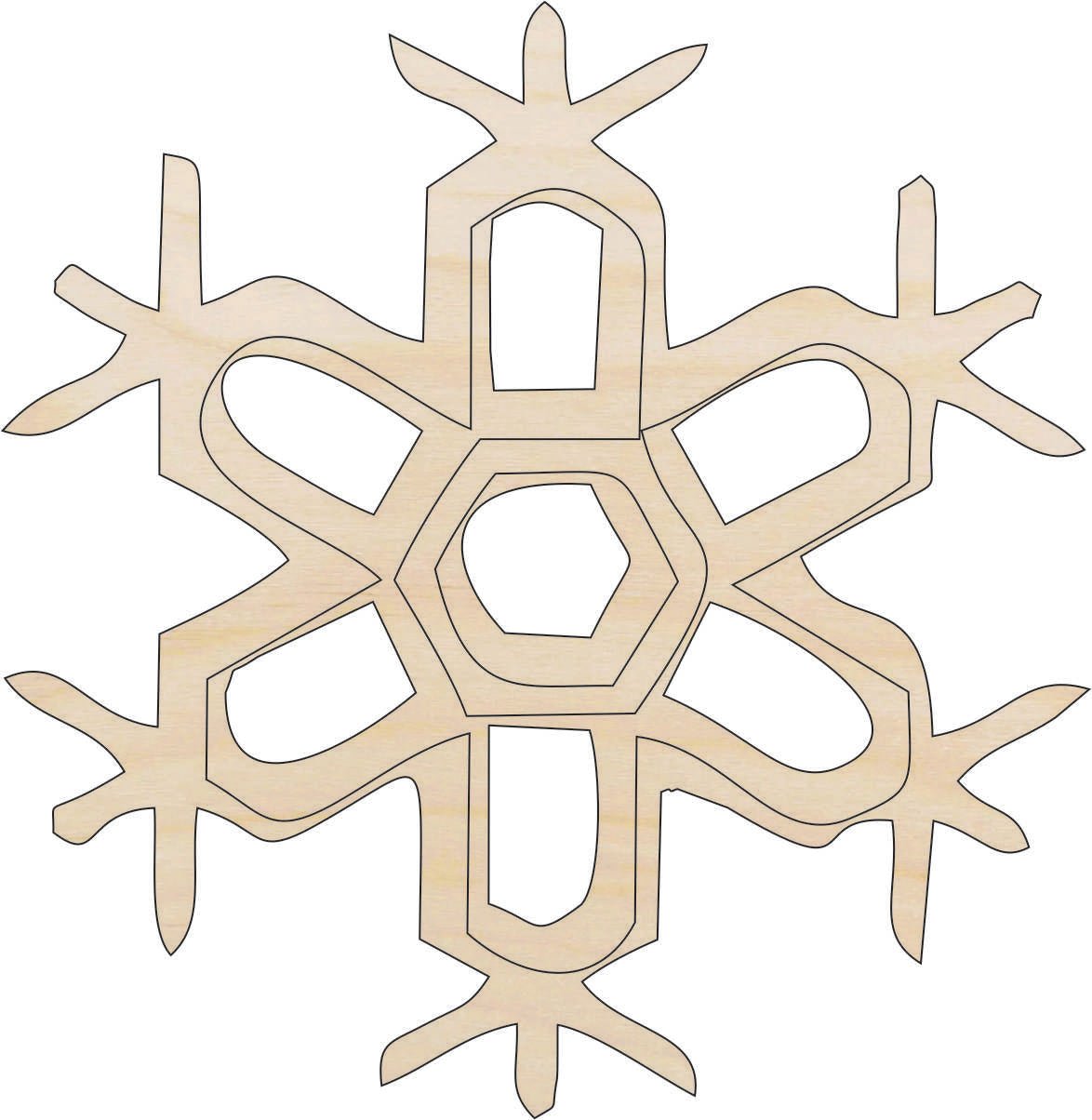Snowflake Wood Craft Shape - Laser Cut Baltic Birch Unfinished DIY Wood Art Supplies SNW51 - The Wood Shape Store