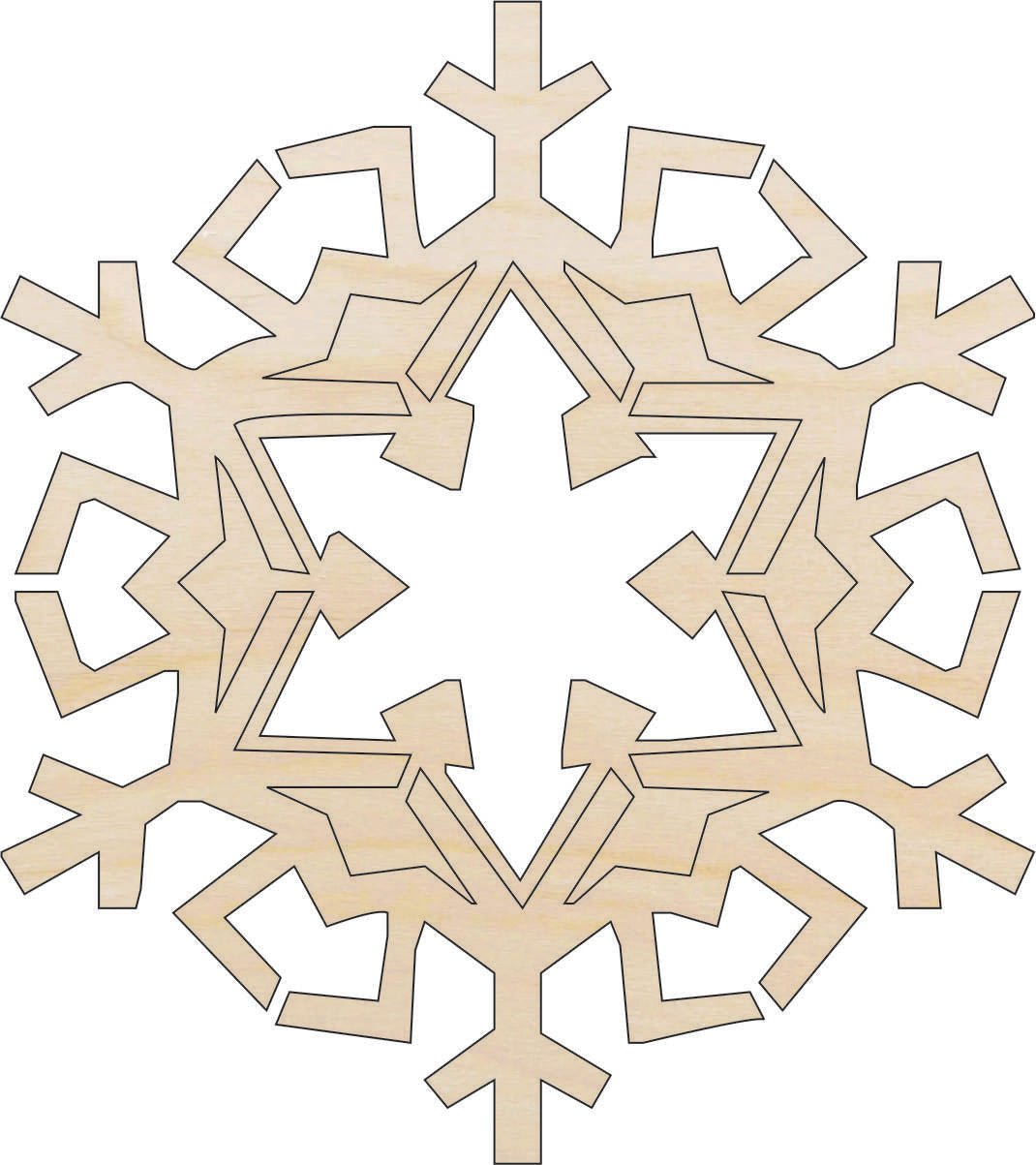 Snowflake Wood Craft Shape - Laser Cut Baltic Birch Unfinished DIY Wood Art Supplies SNW52 - The Wood Shape Store