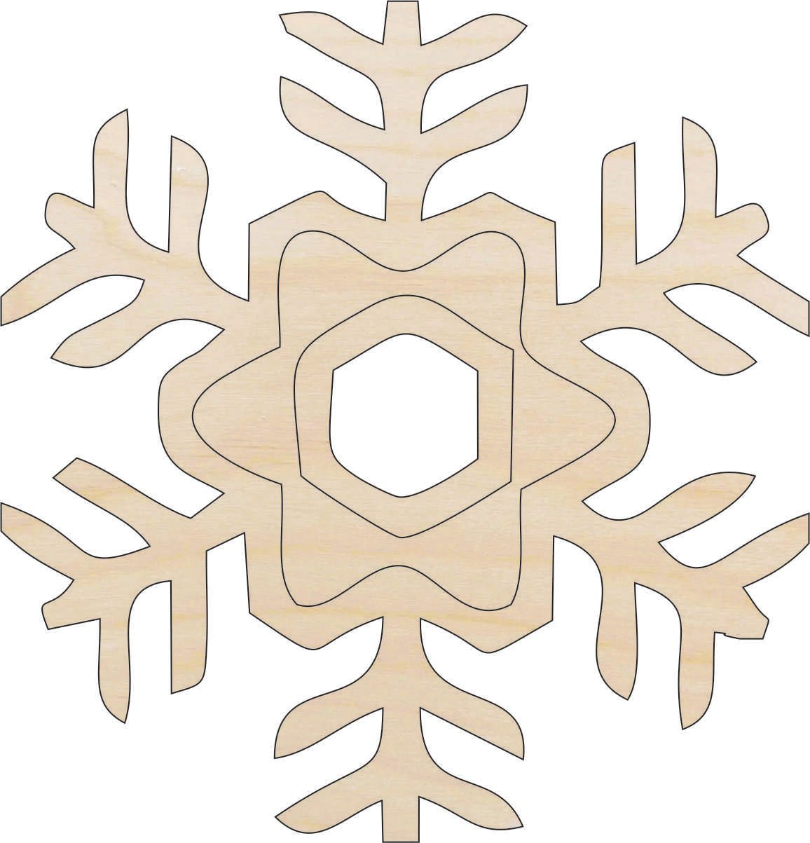 Snowflake Wood Craft Shape - Laser Cut Baltic Birch Unfinished DIY Wood Art Supplies SNW55 - The Wood Shape Store