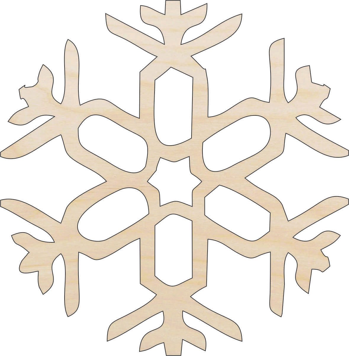 Snowflake Wood Craft Shape - Laser Cut Baltic Birch Unfinished DIY Wood Art Supplies SNW58 - The Wood Shape Store