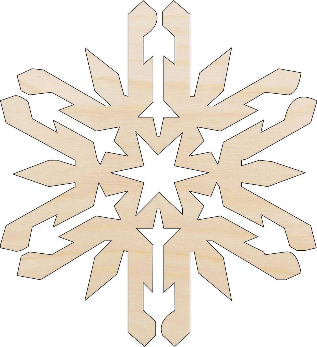 Snowflake Wood Craft Shape - Laser Cut Baltic Birch Unfinished DIY Wood Art Supplies SNW61 - The Wood Shape Store