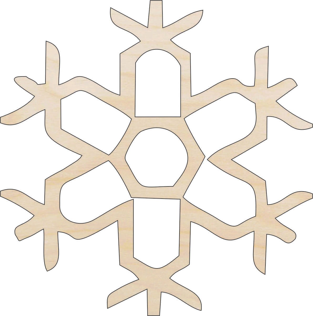 Snowflake Wood Craft Shape - Laser Cut Baltic Birch Unfinished DIY Wood Art Supplies SNW62 - The Wood Shape Store