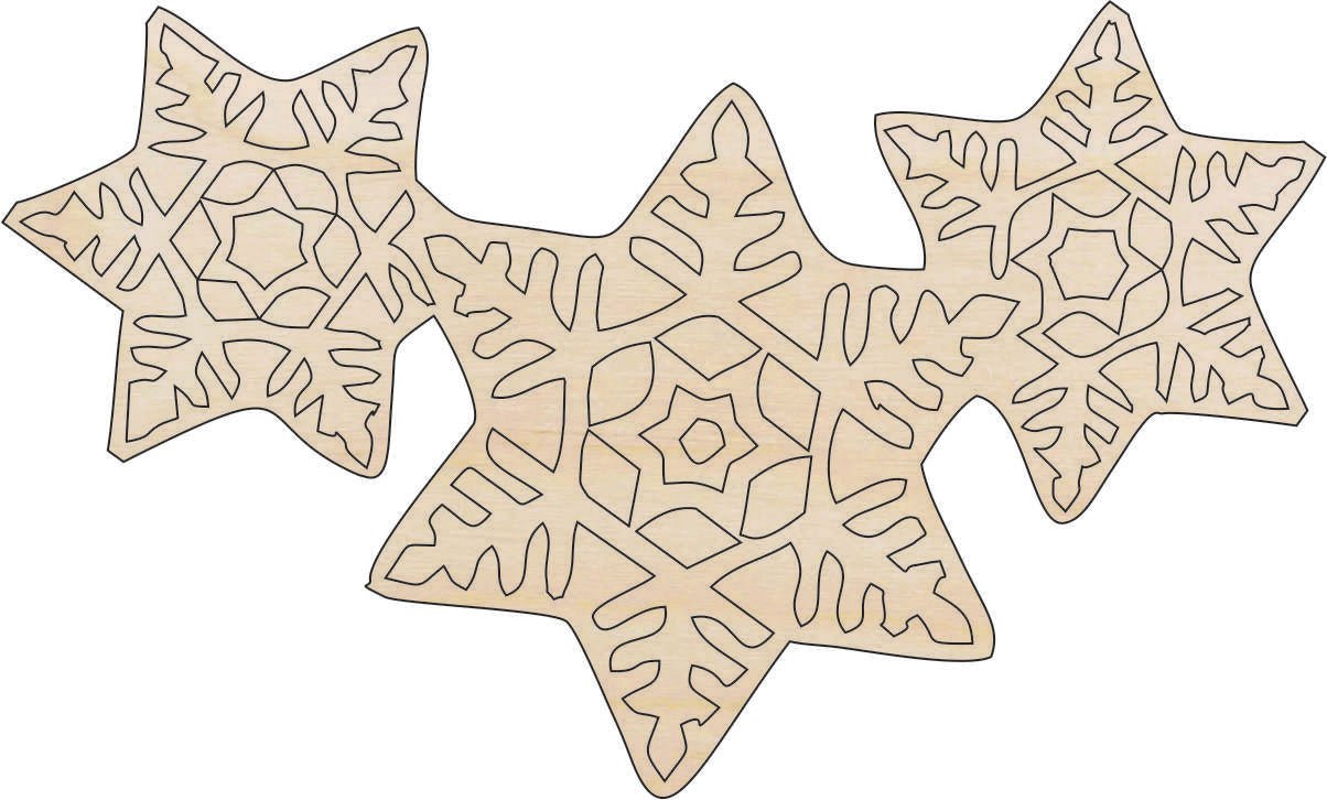 Snowflake Wood Craft Shape - Laser Cut Baltic Birch Unfinished DIY Wood Art Supplies SNW73 - The Wood Shape Store