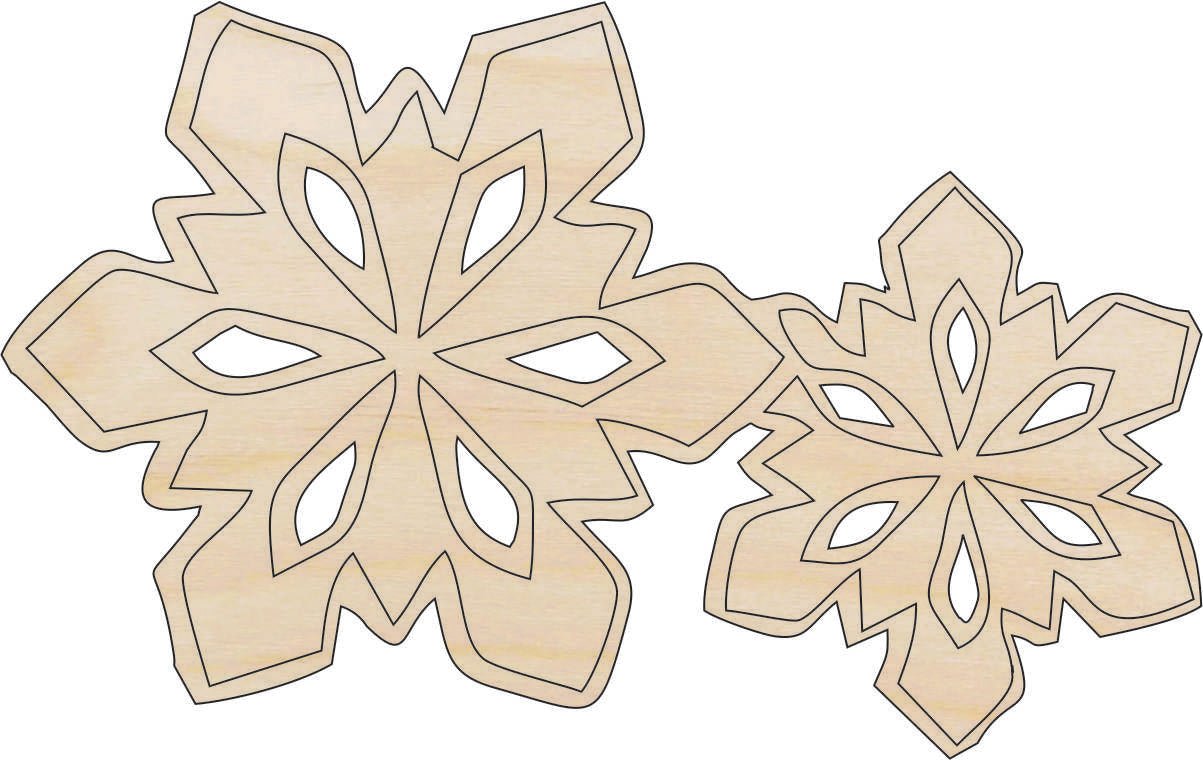 Snowflake Wood Craft Shape - Laser Cut Baltic Birch Unfinished DIY Wood Art Supplies SNW75 - The Wood Shape Store