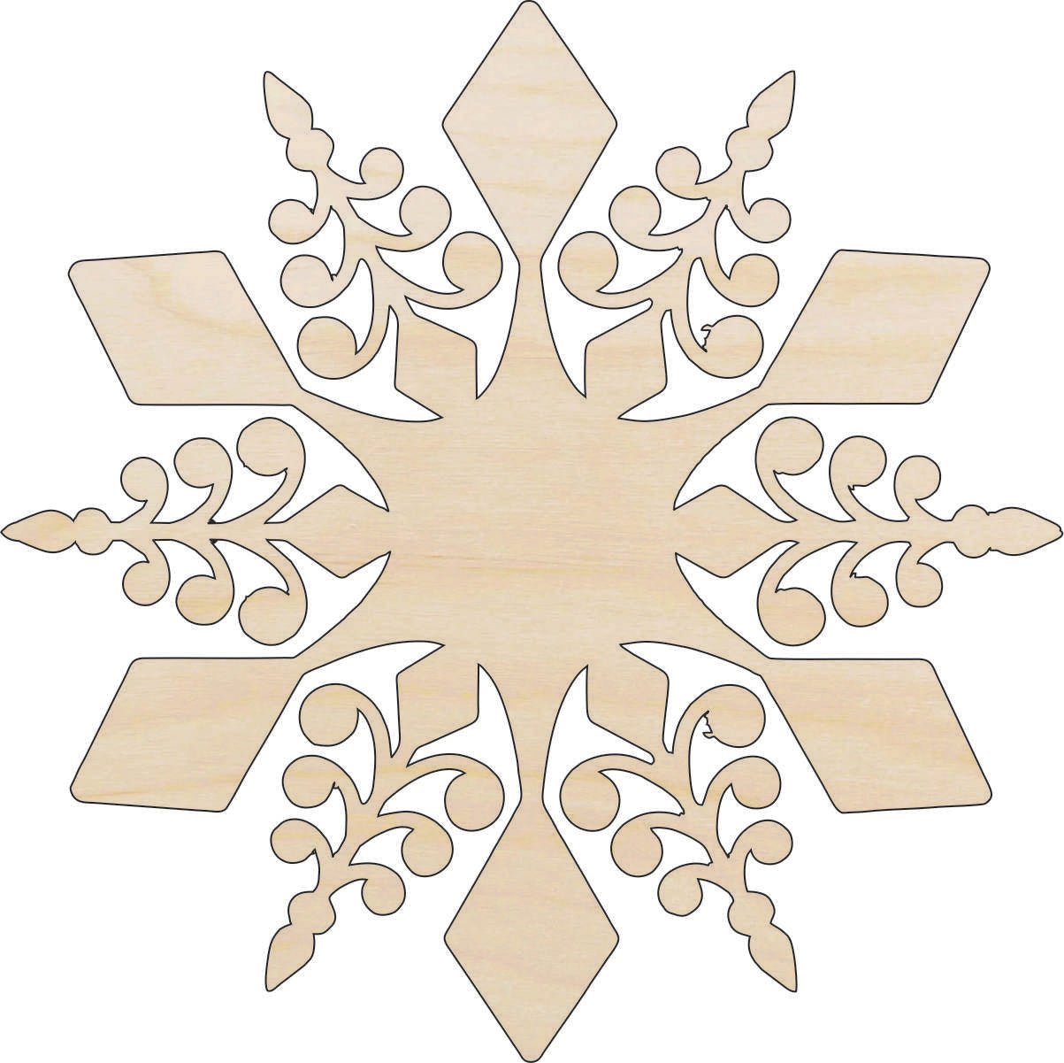 Snowflake Wood Craft Shape - Laser Cut Baltic Birch Unfinished DIY Wood Art Supplies SNW76 - The Wood Shape Store
