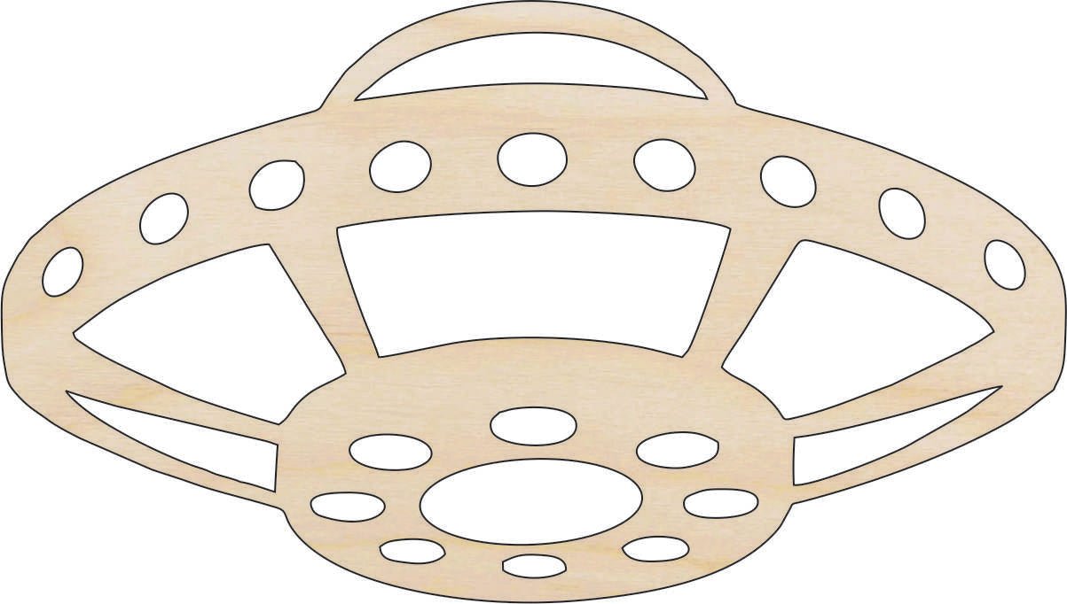 UFO Wood Craft Shape - Laser Cut Baltic Birch Unfinished DIY Wood Art Supplies SPC38 - The Wood Shape Store
