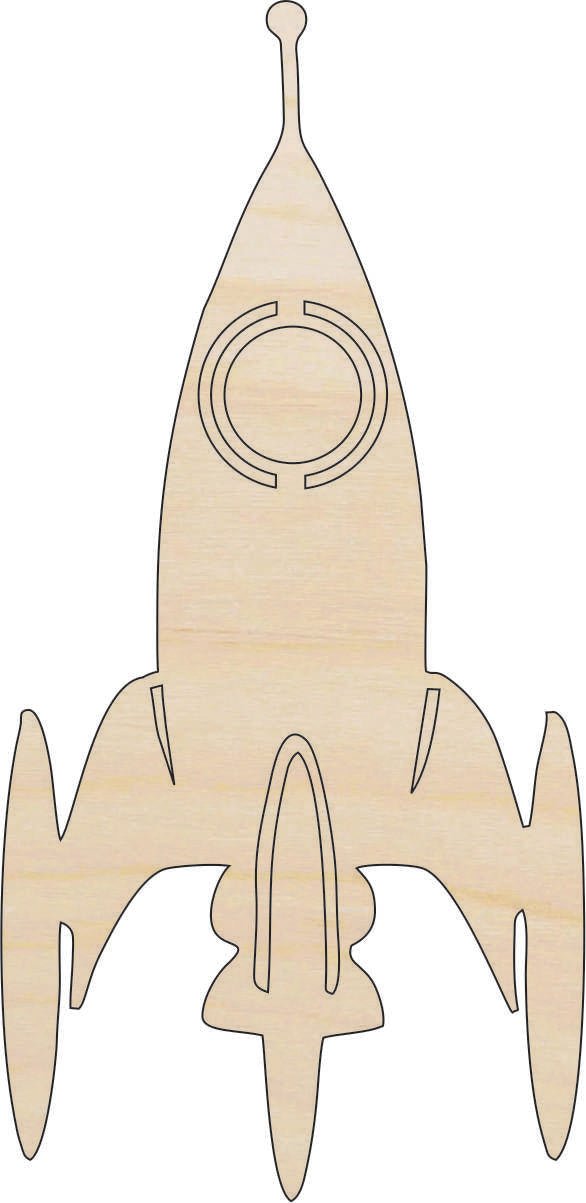 Spaceship Wood Craft Shape - Laser Cut Baltic Birch Unfinished DIY Wood Art Supplies SPC52 - The Wood Shape Store