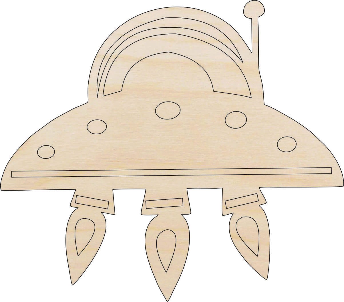 UFO Wood Craft Shape - Laser Cut Baltic Birch Unfinished DIY Wood Art Supplies SPC59 - The Wood Shape Store