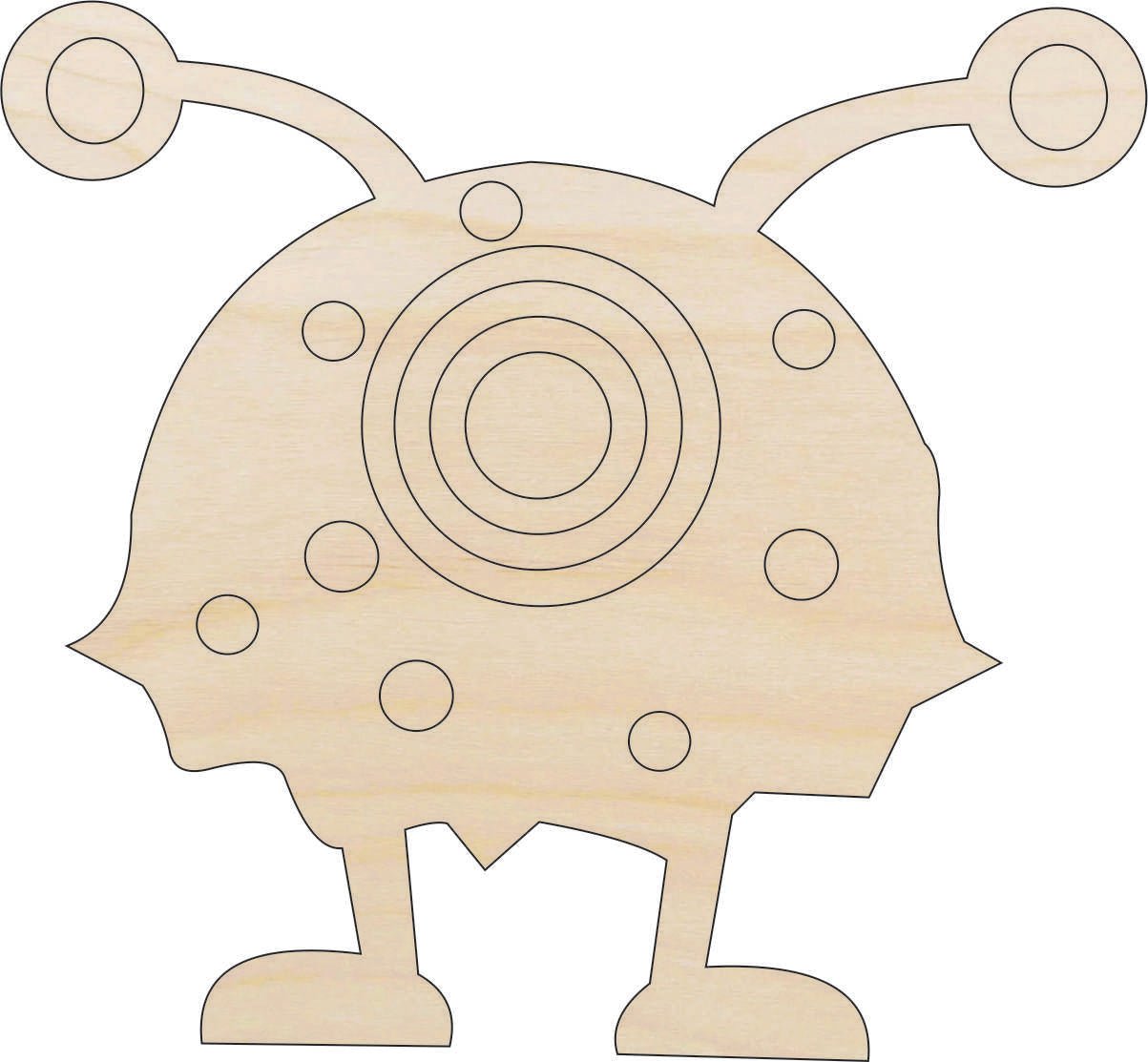 Alien Wood Craft Shape - Laser Cut Baltic Birch Unfinished DIY Wood Art Supplies SPC6 - The Wood Shape Store