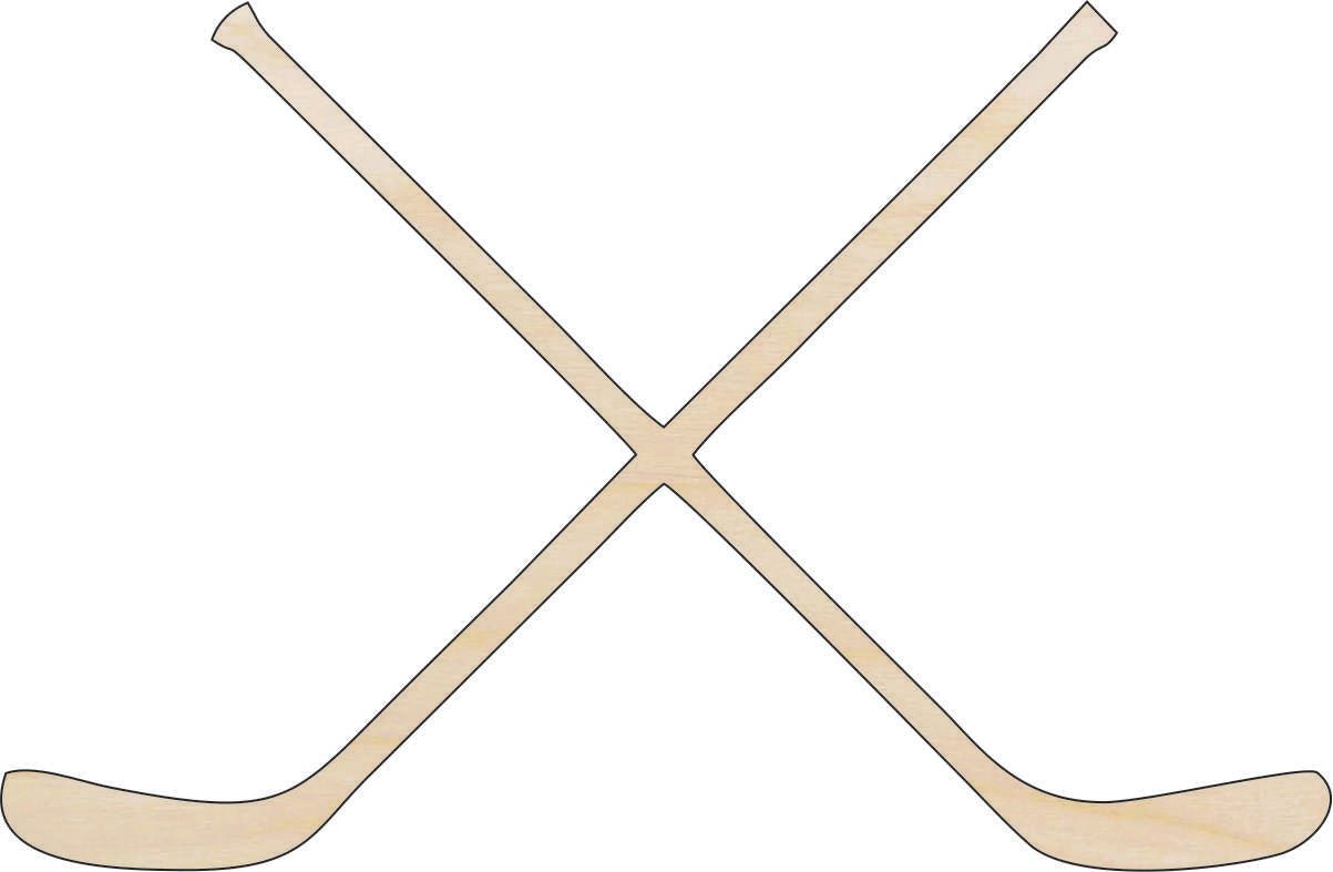 Hockey Sticks Wood Craft Shape - Laser Cut Baltic Birch Unfinished DIY Wood Art Supplies SPT105 - The Wood Shape Store